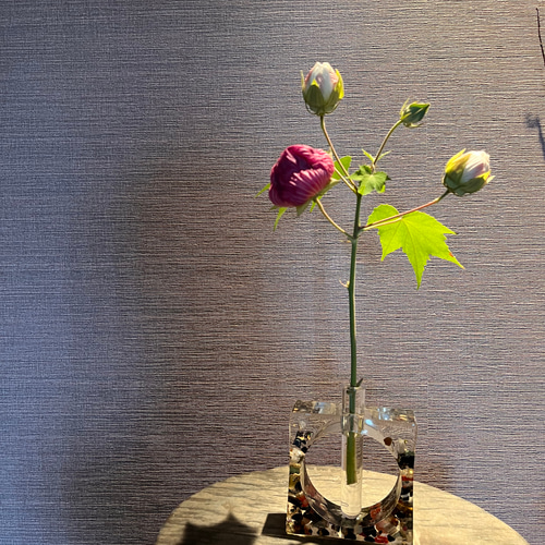 天然石の一輪挿し 和風 菊 大人シック フラワーベース 鉱物 インテリア 