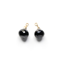 八月生日石墨黑色尖晶石（洋蔥形切割）K10耳環~ESPOIR~ 第4張的照片