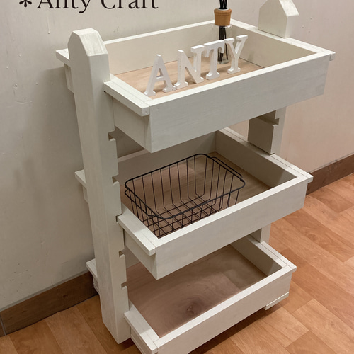 【引取可能】可動棚付キッチンワゴン キャスター付 3段収納 N/W 完成品 SALE】【引取可能】可動棚付キッチンワゴン キャスター付 3段収納 W/W