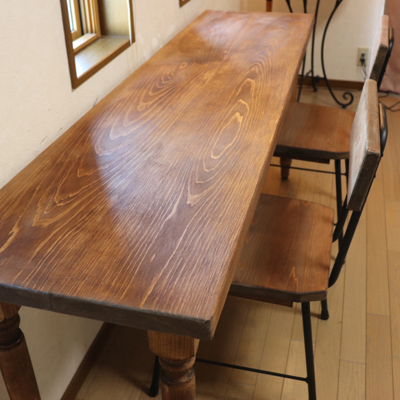 ろくろ足　国産ひのき150cm奥行約46㎝1台　カウンターテーブル　　ダイニングテーブル　カウンターテーブル　 5枚目の画像