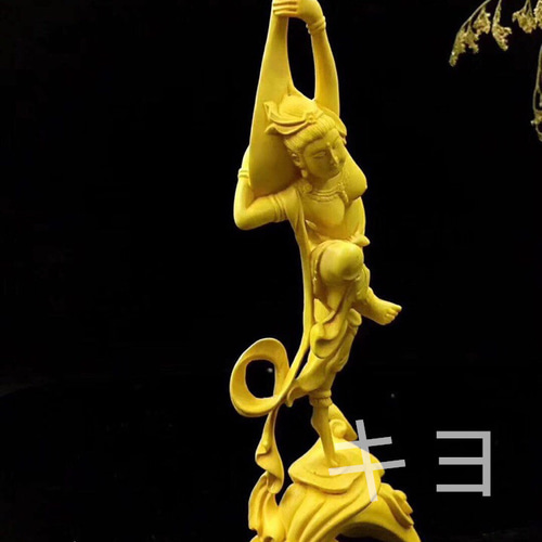極上の木彫】美女 東洋彫刻 天然木・柘植製高級木彫り・細密彫刻