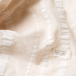 OrganicCotton &amp; Linen Border 後褶五分袖連衣裙 第6張的照片