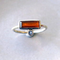 橙色藍晶石 + 坦桑石 SV 戒指和項鍊套裝 第3張的照片