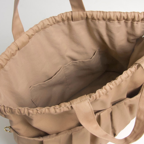 mmhmIACUCCI メッシュトートバッグ 巾着　ブラウン　ベージュ mica della valle メッシュトートバッグ ライトベージュ |トートバッグ