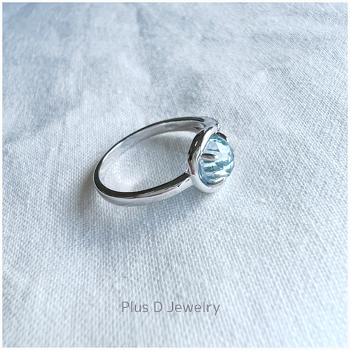 CD-008 K18WG ブルートパーズ ダイヤモンドリング 指輪・リング +D  