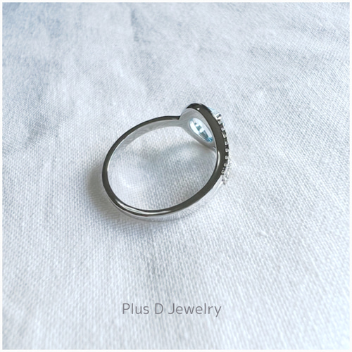 CD-008 K18WG ブルートパーズ ダイヤモンドリング 指輪・リング +D  