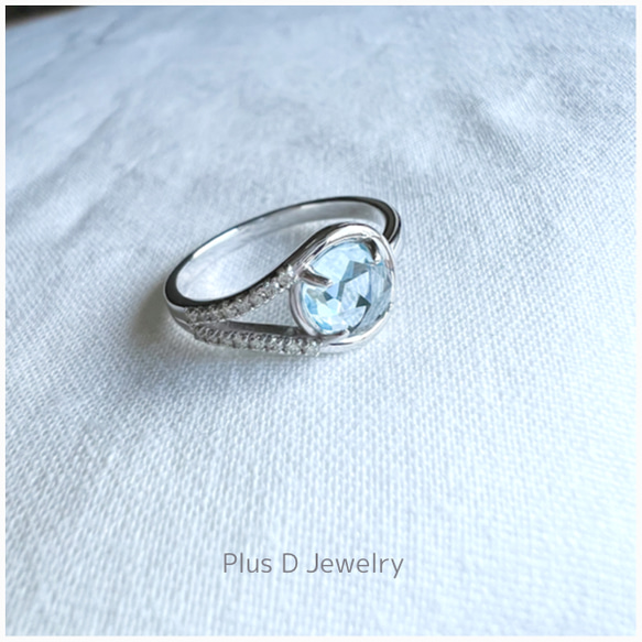 CD-008 K18WG ブルートパーズ ダイヤモンドリング 指輪・リング +D  