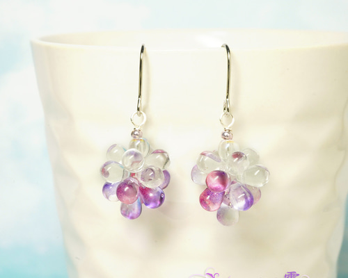 No.257 ドロップビーズとラインストーンのピアス ハンドメイド 18d1f166c4da1b24c1e8ad142ea324