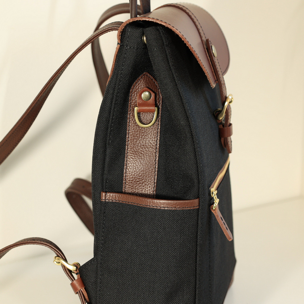 大人のcordura＆レザートリムミニスリムリュック プレミアム NewBlackxBrown NEW!!