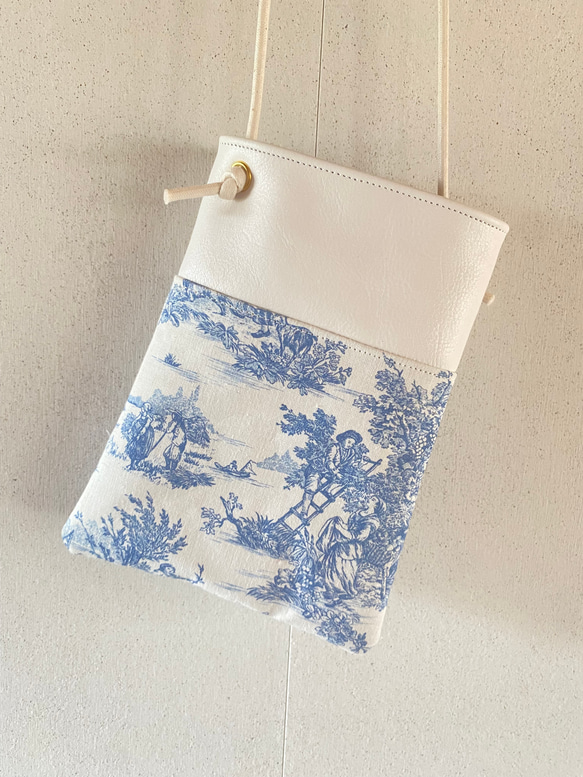 トワル・ド・ジュイ（Toile de jouy）スマホケース aqua 3枚目の画像