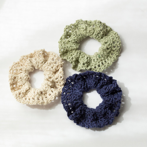 ハンドメイド 割き布編みシュシュ 森の樹2016新作 ハンドメイド 割き布編みシュシュ 森の樹2016新作