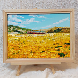 油絵 絵画 菜の花畑を走る小湊鉄道【Ａ4】 絵画 ＨＲ 通販｜Creema