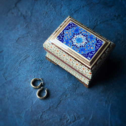 ペルシャの象嵌細工（寄木細工）小箱 長方形S（11cm）【ハータム