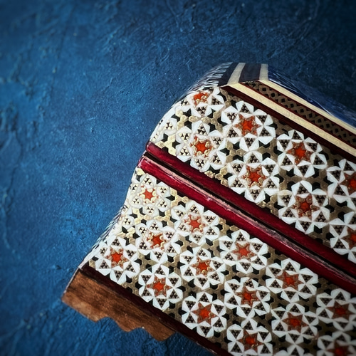 ペルシャの象嵌細工（寄木細工）小箱 長方形S（11cm）【ハータム