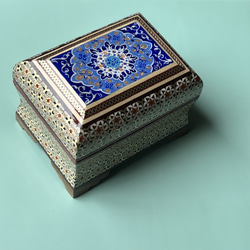 ペルシャの象嵌細工（寄木細工）小箱　長方形S（11ｃｍ）【ハータムカーリー071】 16枚目の画像