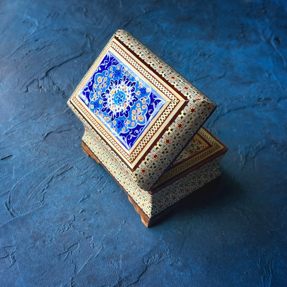 ペルシャの象嵌細工（寄木細工）小箱　長方形S（11ｃｍ）【ハータムカーリー071】 12枚目の画像