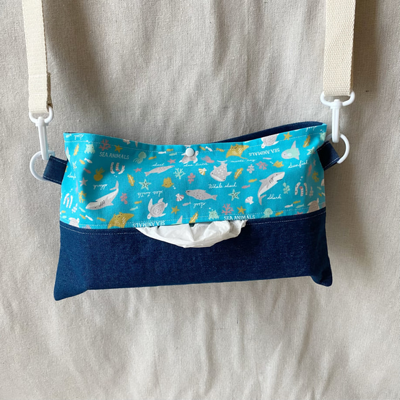 400.【ファスナー付】ショルダーティッシュケース お散歩バッグ 保育士  