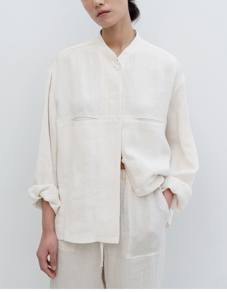 女性用100%リネンレジャーシャツ