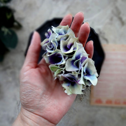 紫陽花のバナナクリップ ■ 異素材合わせ  ■ パープルホワイト 13枚目の画像