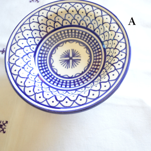 20％オフ！丸小皿15 5種類／モロッコ・フェズの手描き陶器 深皿