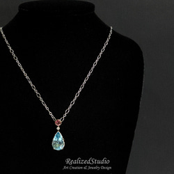 Pear Cut Sky Blue Topaz Solid 14k Solid White Gold Pendant 5枚目の画像