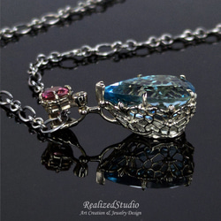 Pear Cut Sky Blue Topaz Solid 14k Solid White Gold Pendant 2枚目の画像