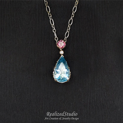 Pear Cut Sky Blue Topaz Solid 14k Solid White Gold Pendant 3枚目の画像
