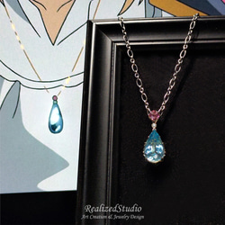 Pear Cut Sky Blue Topaz Solid 14k Solid White Gold Pendant 9枚目の画像