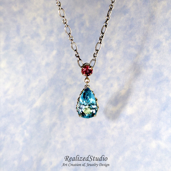 Pear Cut Sky Blue Topaz Solid 14k Solid White Gold Pendant 7枚目の画像