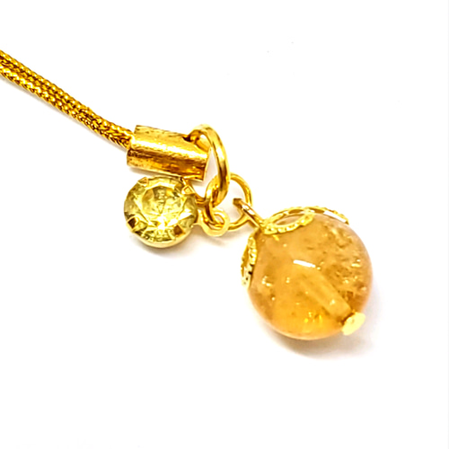 天然石＊シトリン＊ストラップ/チャーム/キーホルダー/イヤホン