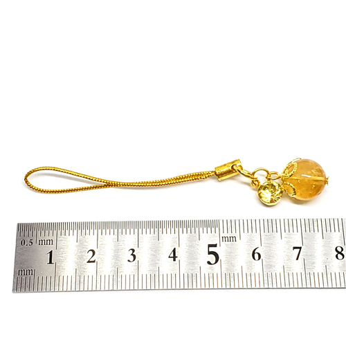 天然石＊シトリン＊ストラップ/チャーム/キーホルダー/イヤホン