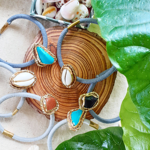 ゴム付け替え可能】Hair jewelry cowrie shell ヘアゴム laulea 通販  