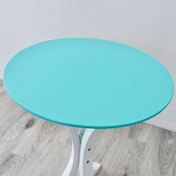 サイドテーブル 木製 カフェテーブル コーヒーテーブル ベッドテーブル 丸テーブル お洒落 西海岸 北欧 水色 白 6枚目の画像