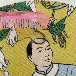 ゆるふわ植毛刺繍と底マチつき帆布のミニトート01 4枚目の画像