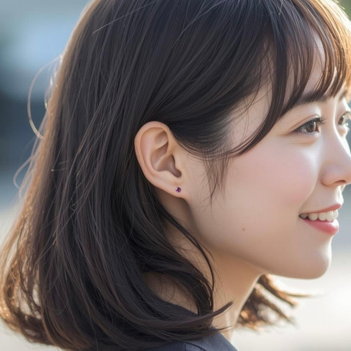 1点作品☺︎ 天然（無加工）ルビーピアス　イヤリングに変更可能☺︎ 天然石ルビーのシンプルな一粒スタッドピアス】ピンクレッド /4mm