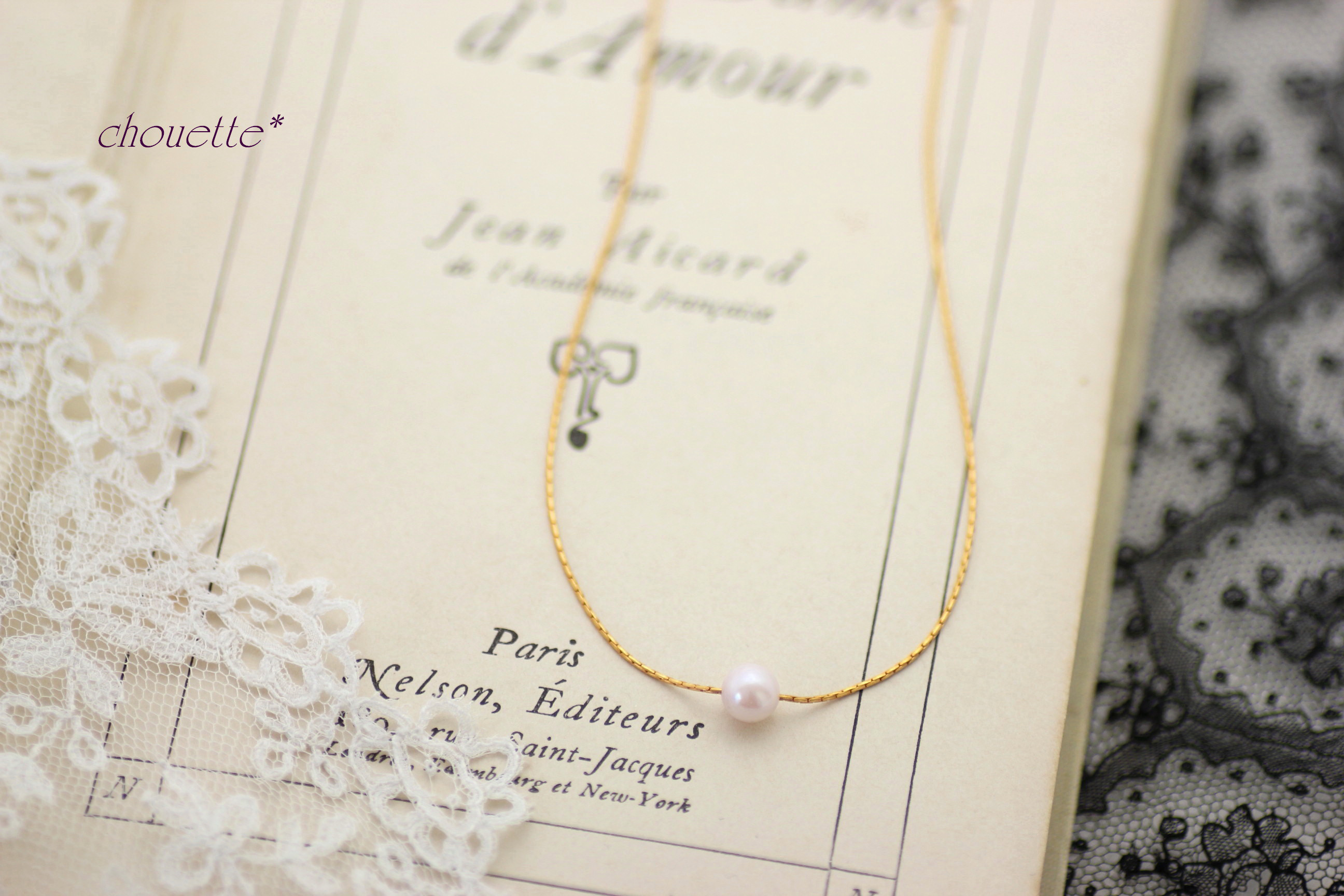 *アコヤパールの繊細チェーンネックレス*14kgf