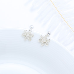 可愛 小雛菊 花朵 Flower 一對 s925 純銀 耳環 耳夾 情人節 禮物 第4張的照片