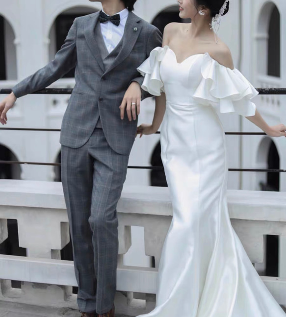 ウェディングドレス/ホワイト/マーメイド ビスチェ・オフショル2way