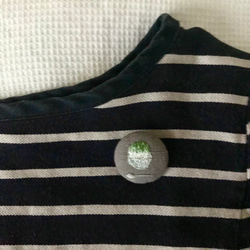 カキ氷_抹茶_刺繍ブローチ_麻 3枚目の画像