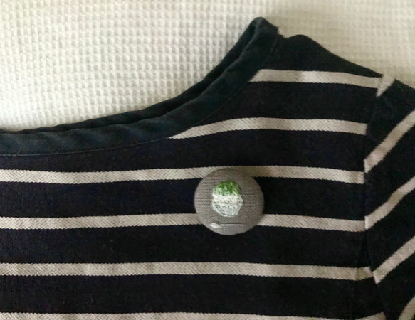 カキ氷_抹茶_刺繍ブローチ_麻 3枚目の画像