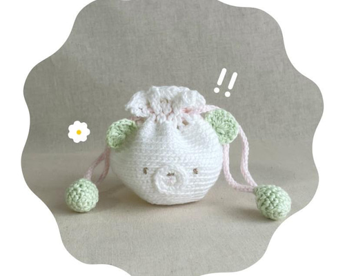 クマのミニ巾着・ミドリ 巾着袋 sui-sui-obake 通販 14285617