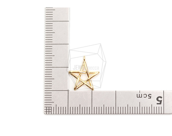 PDT-2607-G【2個入り】スターペンダント,Star  Pendant/13mm x 15.5mm 5枚目の画像