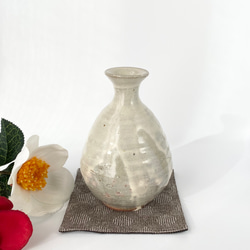 No3311 黄釉押紋方壷　一輪挿し　花瓶　徳利　民藝　陶磁器　古美術　送料無料 0_be80795827999e8102ea2968b01a