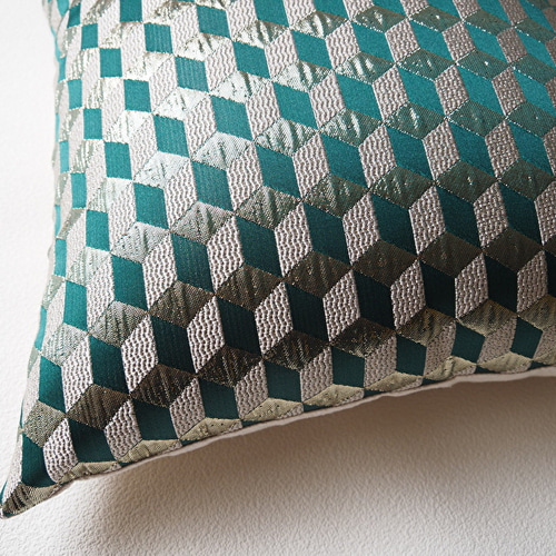 モロッカンファブリック クッションカバー 幾何学模様 グリーン