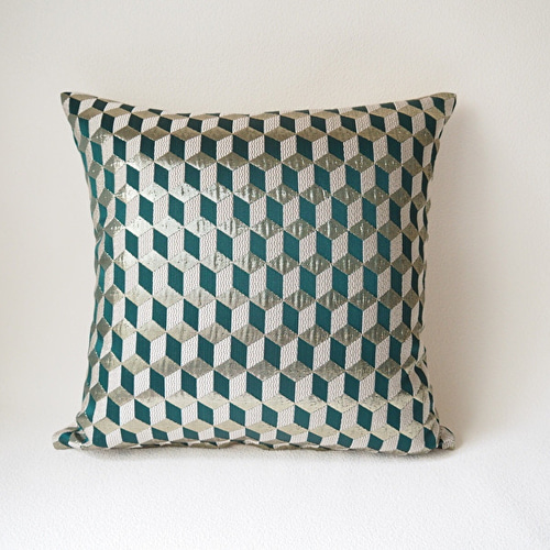 モロッカンファブリック クッションカバー 幾何学模様 グリーン