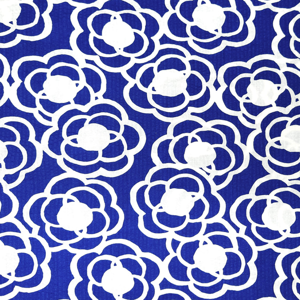 リップル生地【50×110cm】 ブルー＆フラワー 花柄 大柄 シンプル 青 布 浴衣 甚平 1枚目の画像