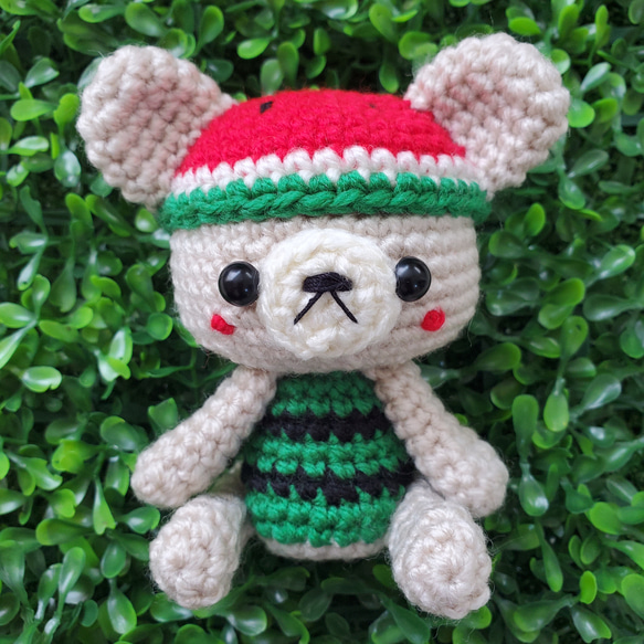 おすわりスイカくまさん あみぐるみ fu-rin 通販 14286695