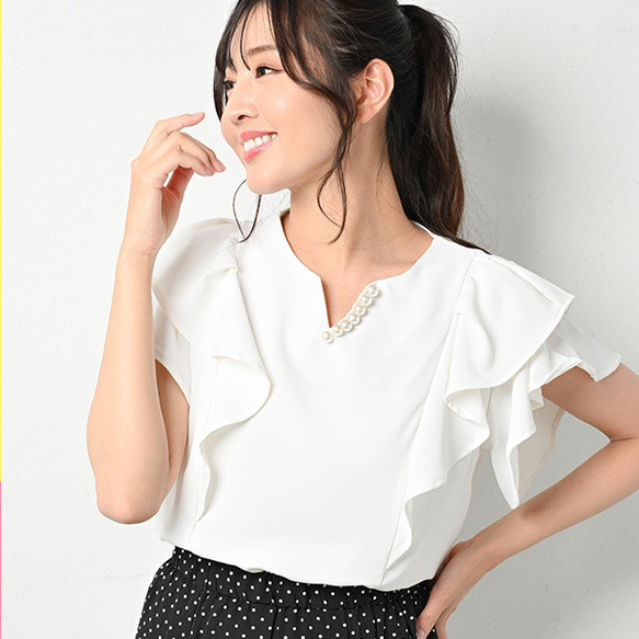 ❤️パール❤️ノースリーブ ❤️大人可愛いフリル❤️フリル
