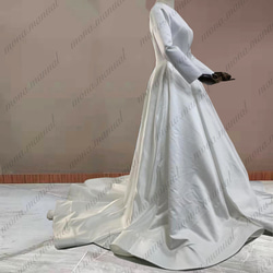 袖付き ソフトサテン ウェディングドレス 二次会 結婚式 前撮りドレス 510 4枚目の画像