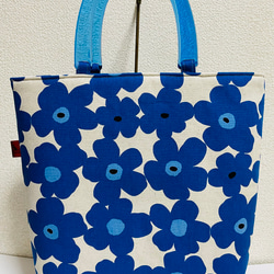 北欧花柄風トートバッグ（ブルー） 3枚目の画像
